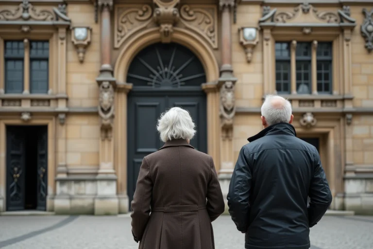Couple mature devant le Parlement de Bretagne à Rennes