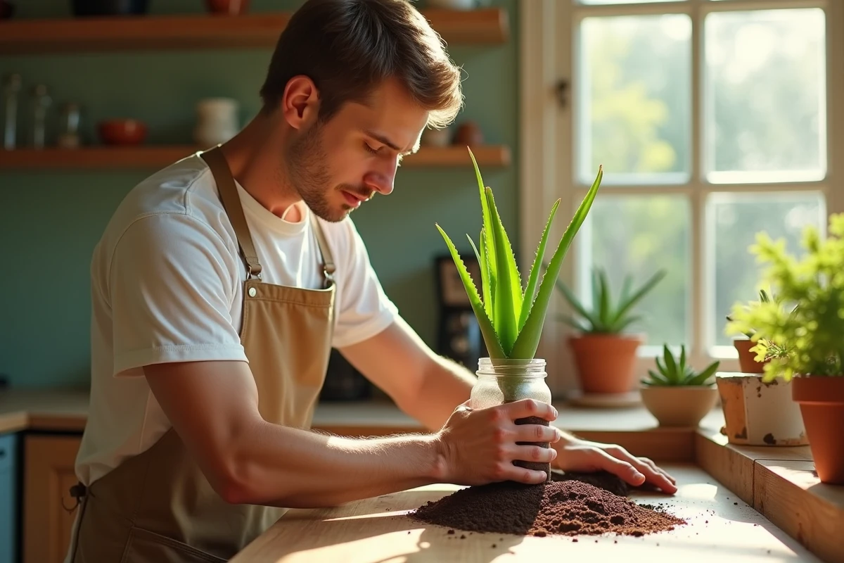 Jeune homme préparant de l